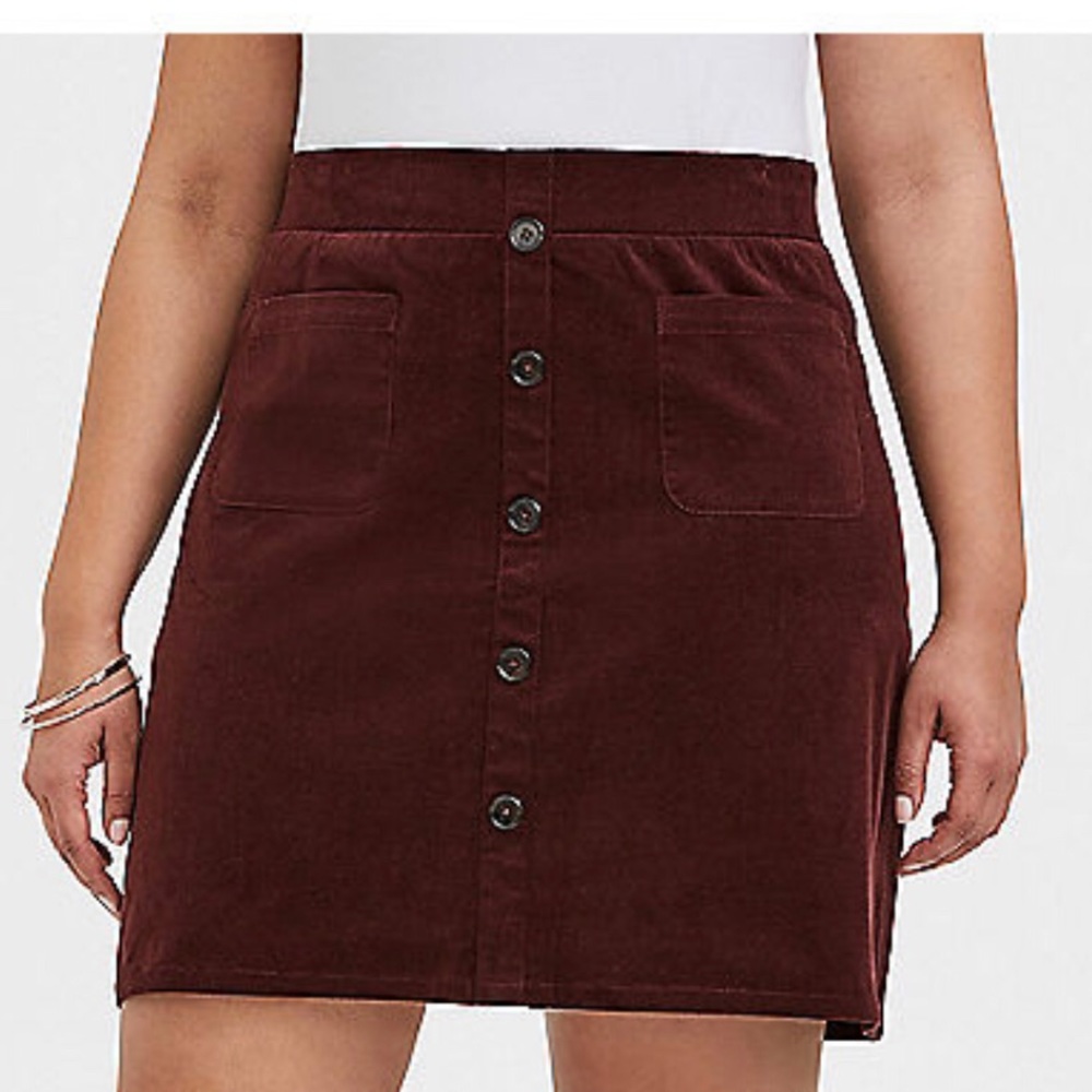 Torrid Chocolate Button Front With Pockets Skirt
